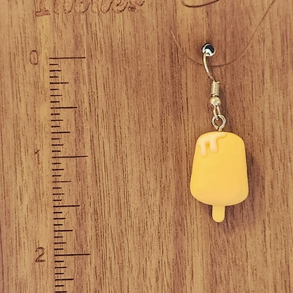 Yellow Popsicle Drip Earrings Resin Food Novelty Ice‎ Cream Summer Drop Jewelry